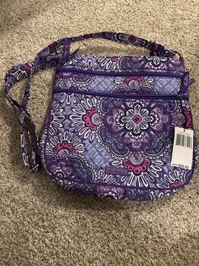 Vera Bradley Purple Floral Crossbody with Pink Accents